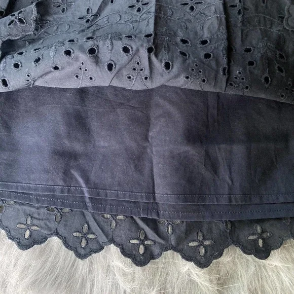 Ann Taylor Loft Sz 6 Black Eyelet Lace Skirt Cotton Side Zip Casual Summer NEW - Picture 4 of 11